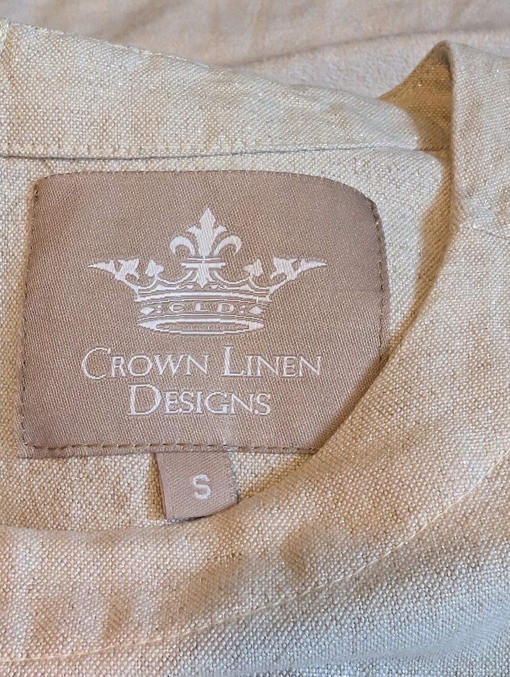 Crown Linen Designs 100% Linen with glitter Dress size small - Picture 5 of 10